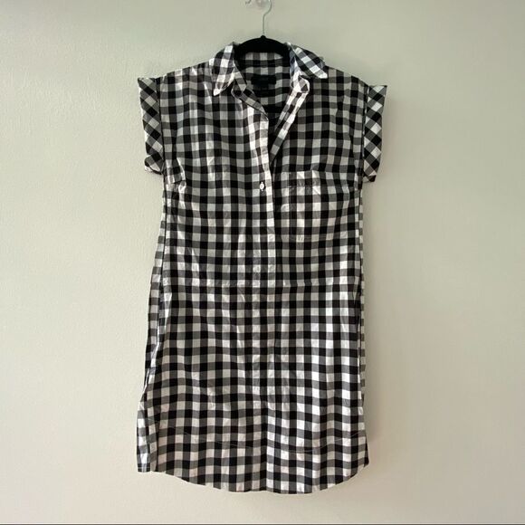 J. Crew Black White Buffalo Check Shirt Dress XXS - Picture 1 of 10